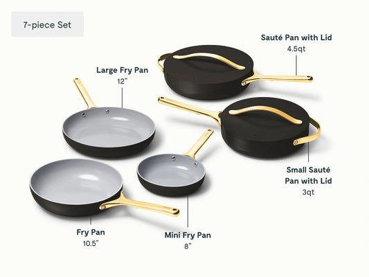 7pc Fry & Sauté Set - 7-Piece Set of Ceramic-Coated Pans With Lids - US 9842