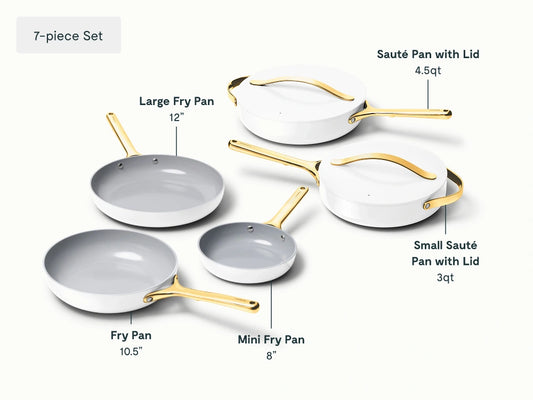 7pc Fry & Sauté Set - 7-Piece Set of Ceramic-Coated Pans With Lids - US 9768
