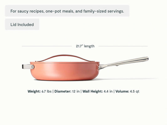Sauté Pan - 4.5 qt Non-Stick Ceramic Pan With Lid - US 5983