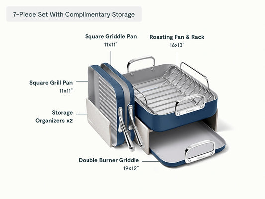 Squareware Set - 7-Piece Set of Ceramic-Coated Pans With Complimentary Storage - US 4727