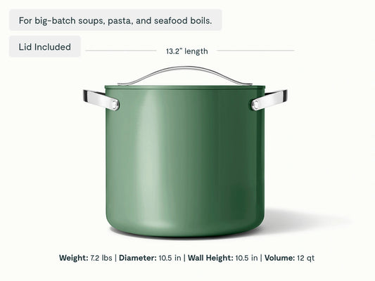 Stock Pot - 12 qt Non-Stick Ceramic Pot With Lid - US 6801