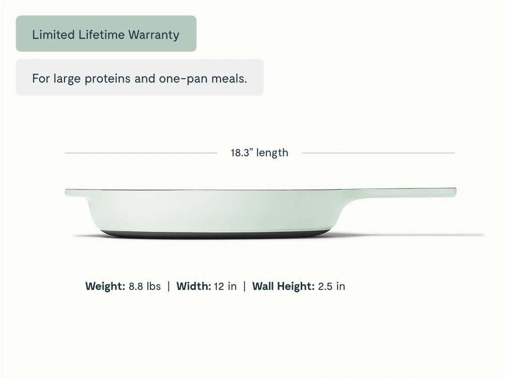 12” Enameled Cast Iron Large Skillet - Durable, Spacious Pan With Excellent Heat Retention - US 4932