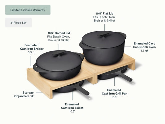 Enameled Cast Iron Set - 8-Piece Set With Complimentary Storage - US 0029