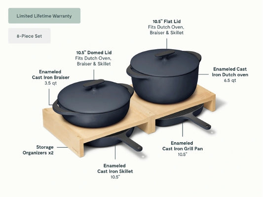 Enameled Cast Iron Set - 8-Piece Set With Complimentary Storage - US 3445