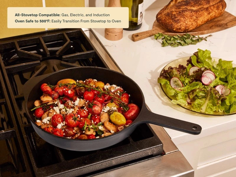 10.5” Enameled Cast Iron Skillet - 10.5” Skillet perfect for searing meat, baking cornbread, and sautéing. - US 4137