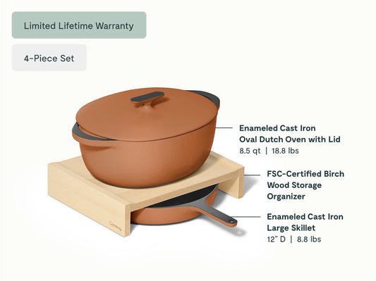 Large Enameled Cast Iron Duo - 4-Piece Set With Complimentary Storage - US 6850