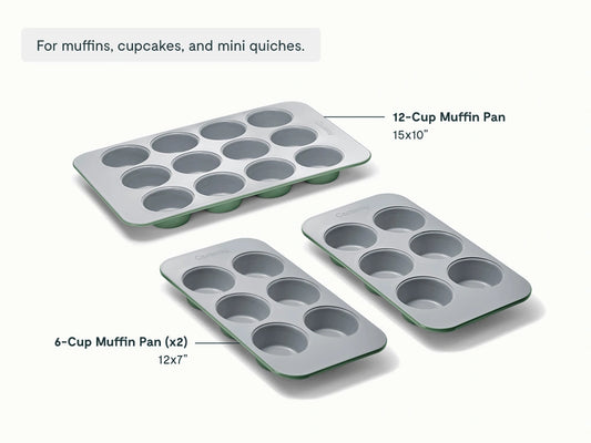 Muffin Pan Trio - 12-Cup & 6-Cup Non-Stick Ceramic Muffin Pans - US 8602