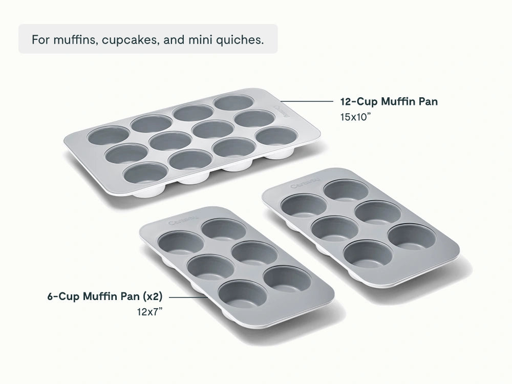 Muffin Pan Trio - 12-Cup & 6-Cup Non-Stick Ceramic Muffin Pans - US 0384