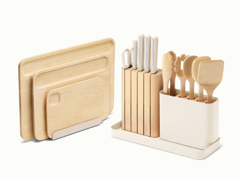 Prep & Boards Set - A one-stop-shop 18-piece cutting board, knife, & utensil set. - US 7948