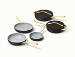 7pc Fry &amp; Sauté Set - 7-Piece Set of Ceramic-Coated Pans With Lids - US 9842
