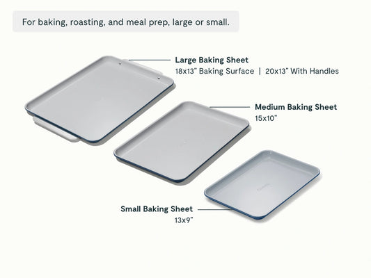 Baking Sheet Trio - 18x13", 15x10" &amp; 13x9” Non-Stick Ceramic Sheets - US 7398