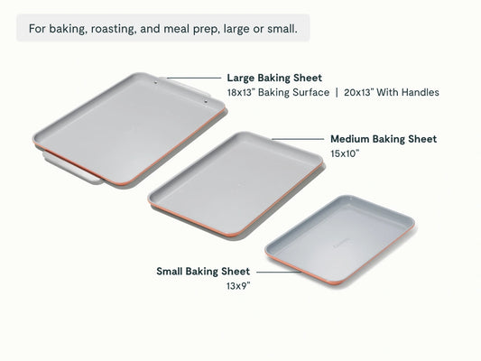 Baking Sheet Trio - 18x13", 15x10" &amp; 13x9” Non-Stick Ceramic Sheets - US 2868