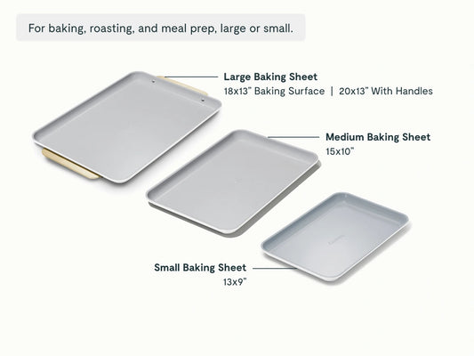 Baking Sheet Trio - 18x13", 15x10" &amp; 13x9” Non-Stick Ceramic Sheets - US 1736