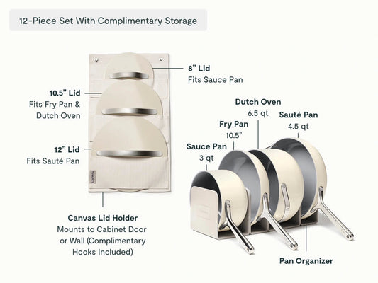 Cookware Set - 12-Piece Ceramic Set With Storage Organizers - US 7804