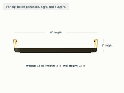 Double Burner Griddle - 19x12” Non-Stick Ceramic Pan - US 5144