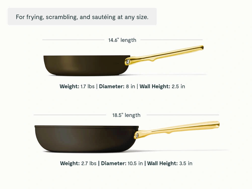 Fry Pan Trio with Glass Lids - 6-Piece Set of Ceramic-Coated Pans With Glass Lids - US 0791