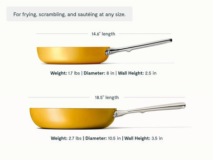 Fry Pan Trio with Glass Lids - 6-Piece Set of Ceramic-Coated Pans With Glass Lids - US 2026
