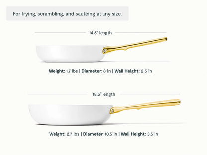 Fry Pan Trio with Glass Lids - 6-Piece Set of Ceramic-Coated Pans With Glass Lids - US 0477
