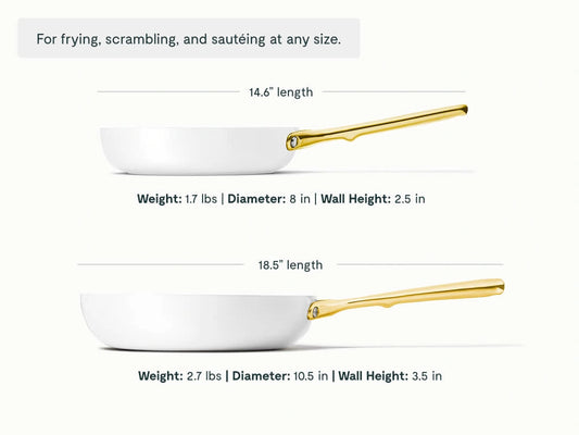Fry Pan Trio with Glass Lids - 6-Piece Set of Ceramic-Coated Pans With Glass Lids - US 0477