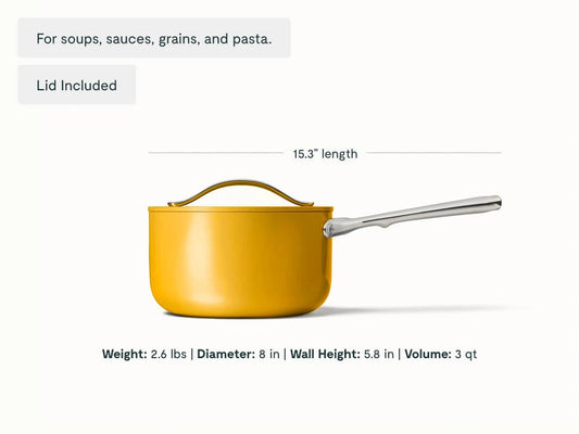 Sauce Pan - 3 qt Non-Stick Ceramic Sauce Pan With Lid - US 1564