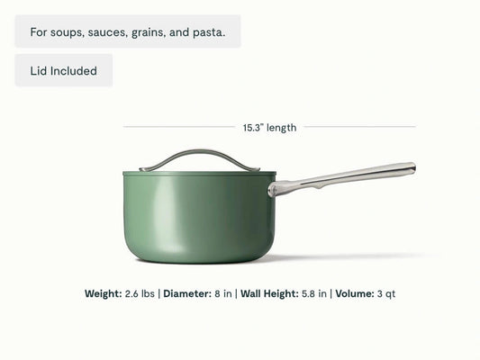 Sauce Pan - 3 qt Non-Stick Ceramic Sauce Pan With Lid - US 2361