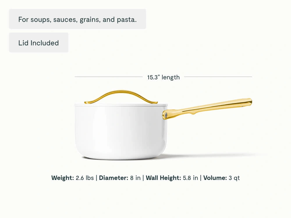 Sauce Pan - 3 qt Non-Stick Ceramic Sauce Pan With Lid - US 6043