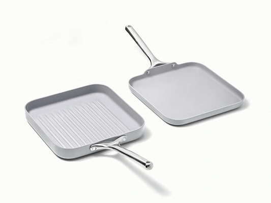 Square Pan Duo - 11” Non-Stick Ceramic Grill &amp; Griddle Pans - US 6829