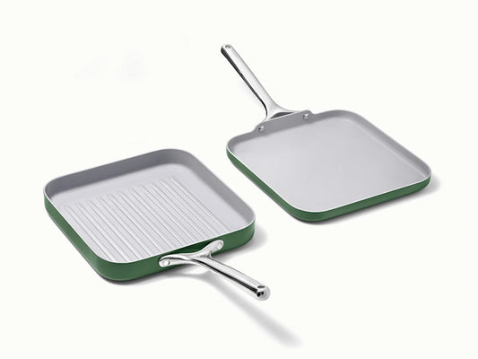 Square Pan Duo - 11” Non-Stick Ceramic Grill &amp; Griddle Pans - US 3048