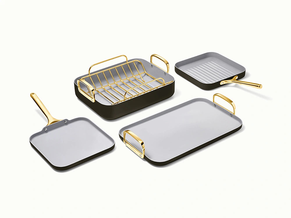 Squareware Set - 7-Piece Set of Ceramic-Coated Pans With Complimentary Storage - US 6512