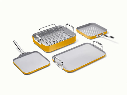 Squareware Set - 7-Piece Set of Ceramic-Coated Pans With Complimentary Storage - US 3314
