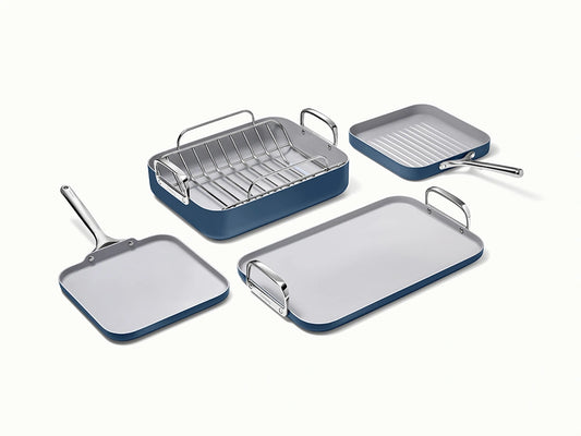Squareware Set - 7-Piece Set of Ceramic-Coated Pans With Complimentary Storage - US 4727