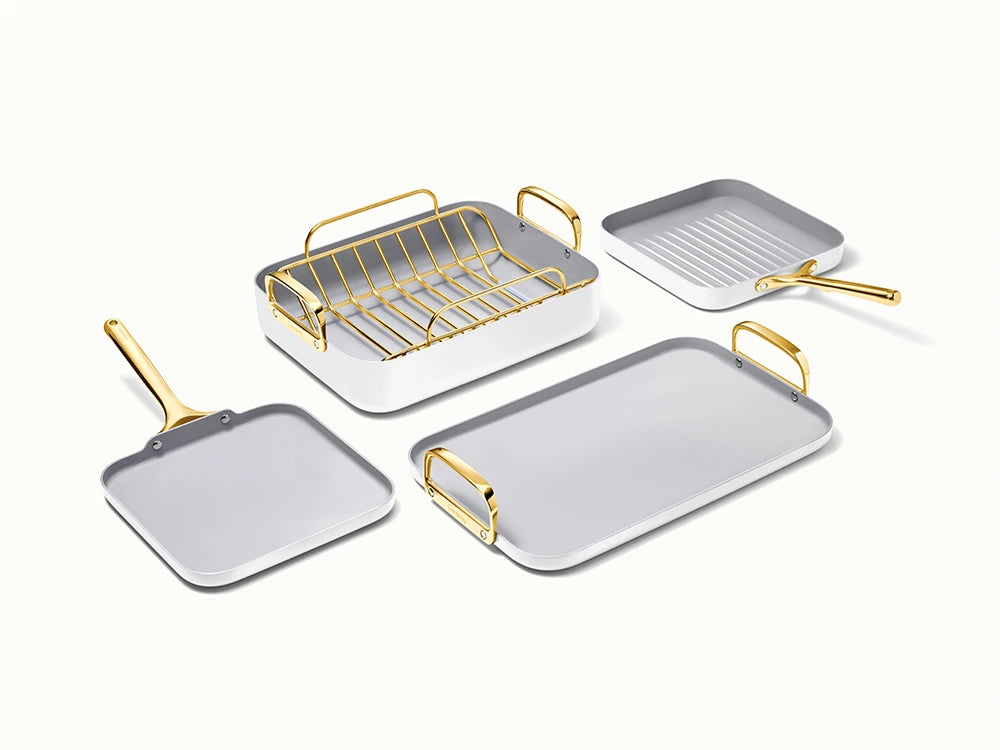 Squareware Set - 7-Piece Set of Ceramic-Coated Pans With Complimentary Storage - US 5803