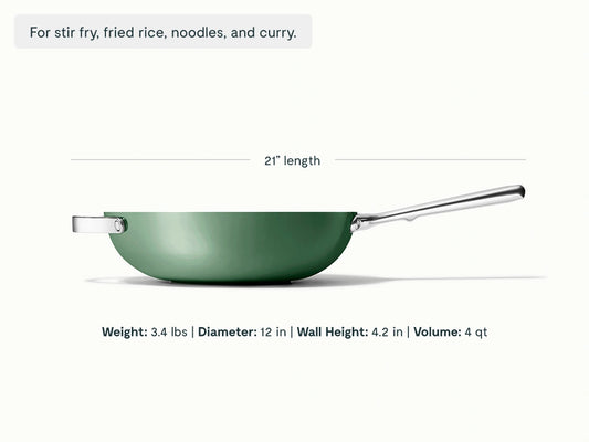 Stir Fry Pan - 12” Wok-Inspired Non-Stick Ceramic Pan - US 1609