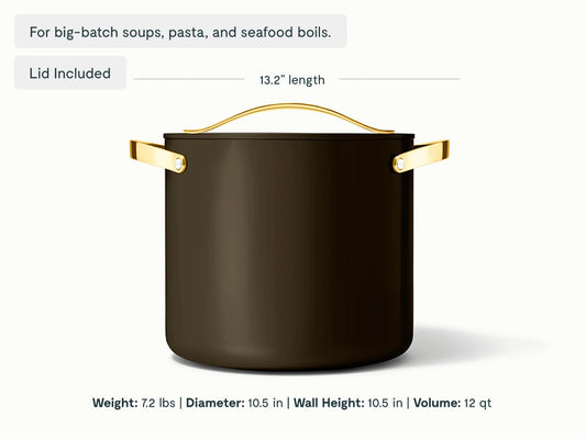 Stock Pot - 12 qt Non-Stick Ceramic Pot With Lid - US 9570