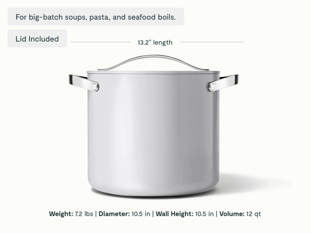 Stock Pot - 12 qt Non-Stick Ceramic Pot With Lid - US 7079