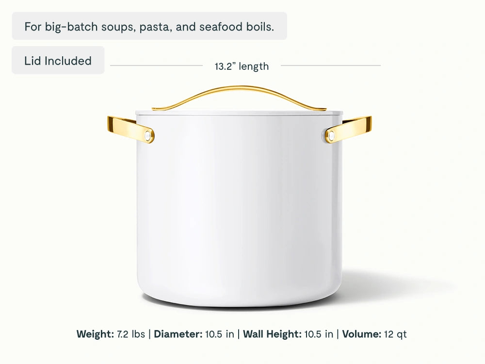 Stock Pot - 12 qt Non-Stick Ceramic Pot With Lid - US 0796
