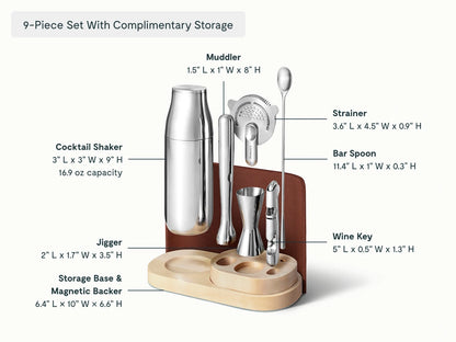 Complete Bar Set - 9-Piece Set With Complimentary Storage - US 1168