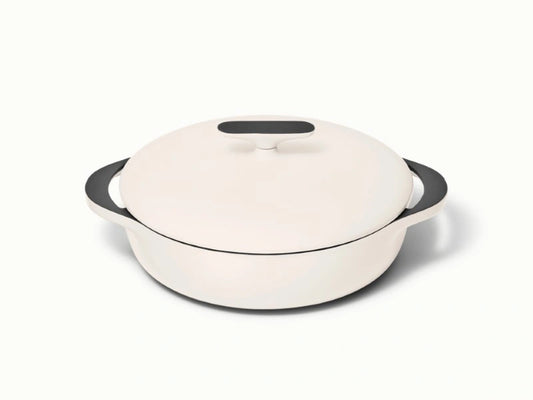 3.5 qt Enameled Cast Iron Braiser - 3.5qt Braiser for slow cooking lamb shanks, baked pasta, or roasted chicken. - US 0444