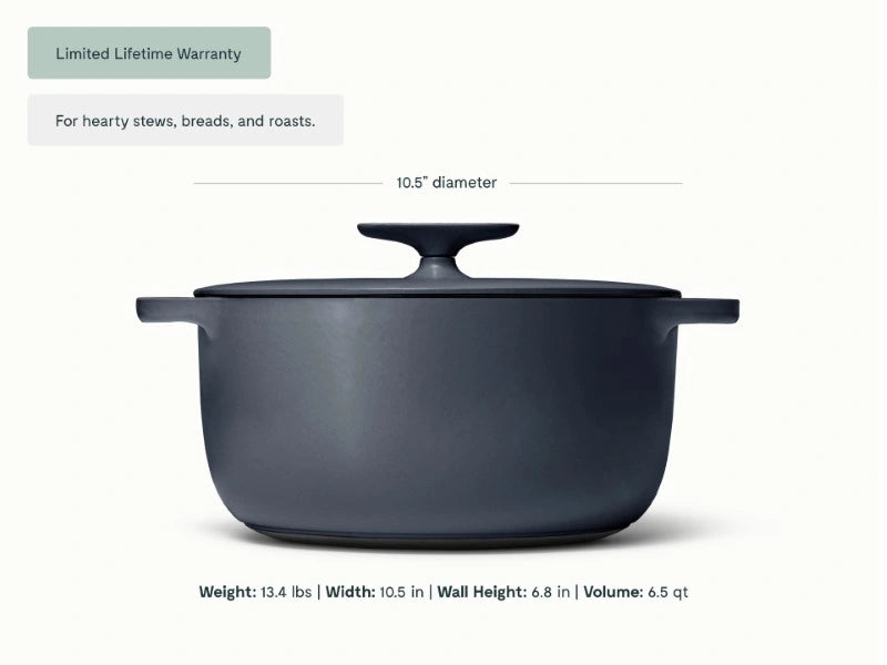 6.5 qt Enameled Cast Iron Dutch Oven - 6.5qt Dutch Oven with excellent heat retention for hearty stews, breads, and roasts. - US 0125