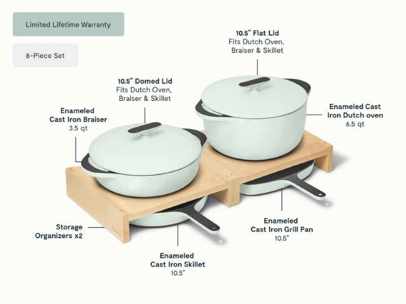 Enameled Cast Iron Set - 8-Piece Set With Complimentary Storage - US 0667