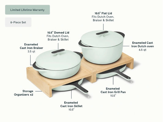 Enameled Cast Iron Set - 8-Piece Set With Complimentary Storage - US 0667