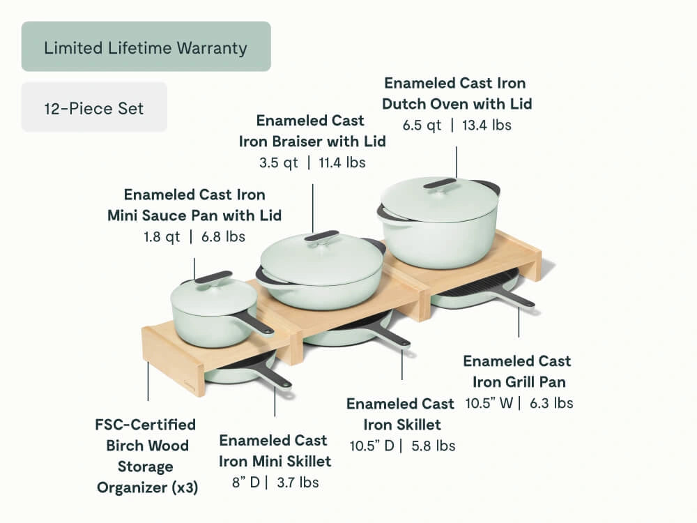 Enameled Cast Iron &amp; Minis Set - 12-Piece Set With Complimentary Storage - US 7264