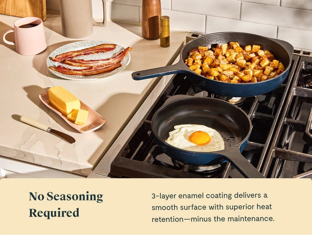 Deluxe Enameled Cast Iron Set - 16-Piece Set With Complimentary Storage Organizer - US 2333