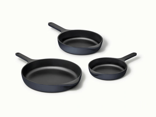 Enameled Cast Iron Skillet Trio - 3-Piece Set With Excellent Heat Retention - US 5550