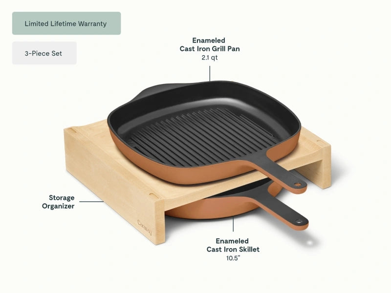 Cast Iron Skillet &amp; Grill Pan Duo - Versatile duo for grilling, searing, and frying with even heat and easy cleanup. - US 4879