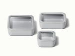Food Storage Trio - Trio of ceramic-coated glass containers including our Small, Medium, and Large size all built for clean storing. - US 8554