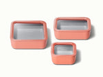Food Storage Trio - Trio of ceramic-coated glass containers including our Small, Medium, and Large size all built for clean storing. - US 9352