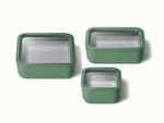 Food Storage Trio - Trio of ceramic-coated glass containers including our Small, Medium, and Large size all built for clean storing. - US 2664