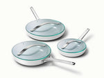 Fry Pan Trio with Glass Lids - 6-Piece Set of Ceramic-Coated Pans With Glass Lids - US 4873