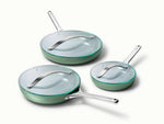 Fry Pan Trio with Glass Lids - 6-Piece Set of Ceramic-Coated Pans With Glass Lids - US 3230